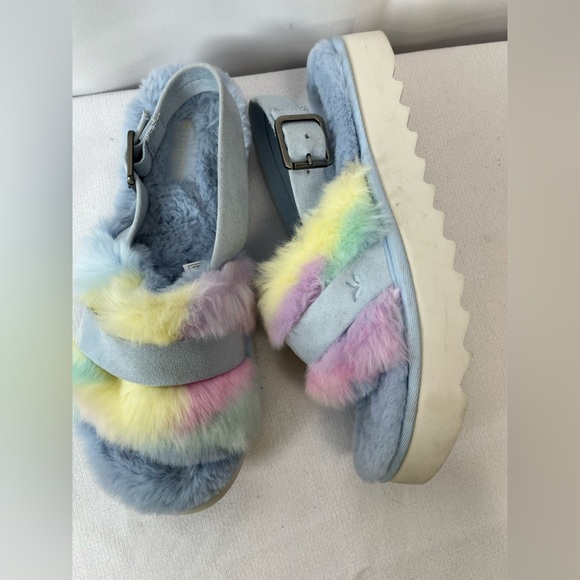 Koolaburra Shoes - Kookaburra By UGG Colorful Faux Fur Platform Sandals Slippers Size 9